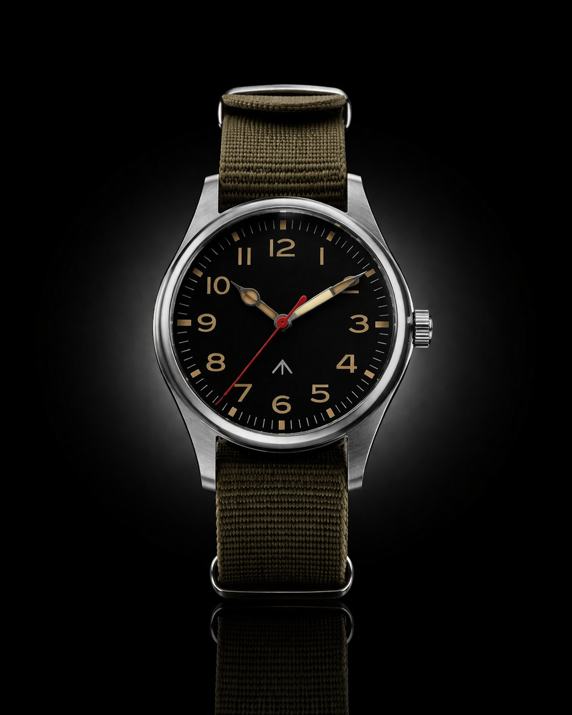 CORE ORIGIN Black minimalist black dial field watch — stainless steel case 2 — PAWL Studio