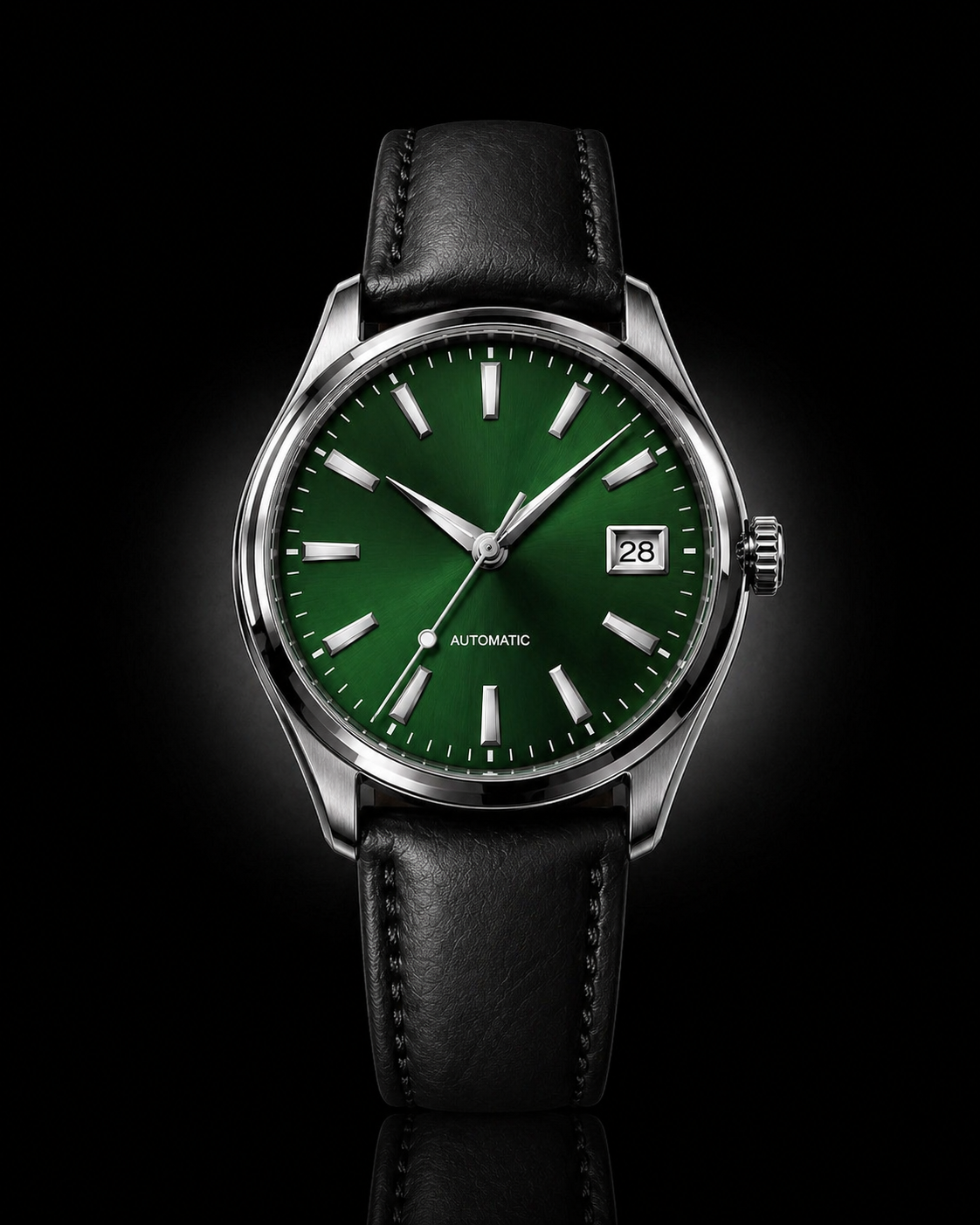 Series One Evergreen green dial automatic watch — 40mm front shot — PAWL Studio