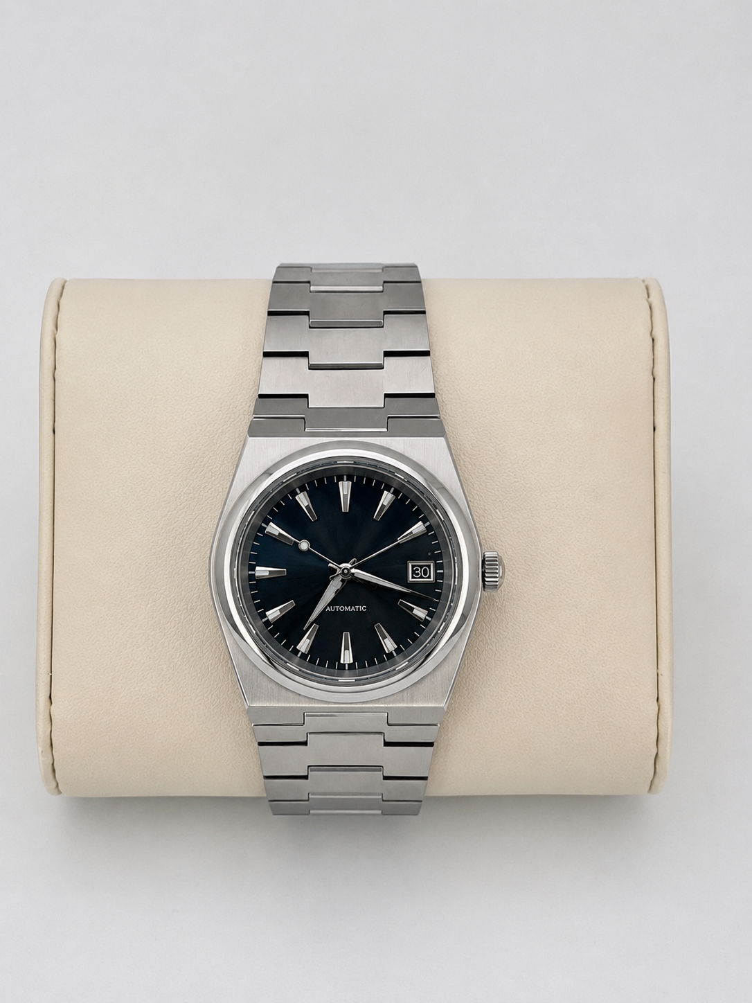 Atelier Noir premium black dial automatic watch — 40mm stainless steel Life Shot — PAWL Studio