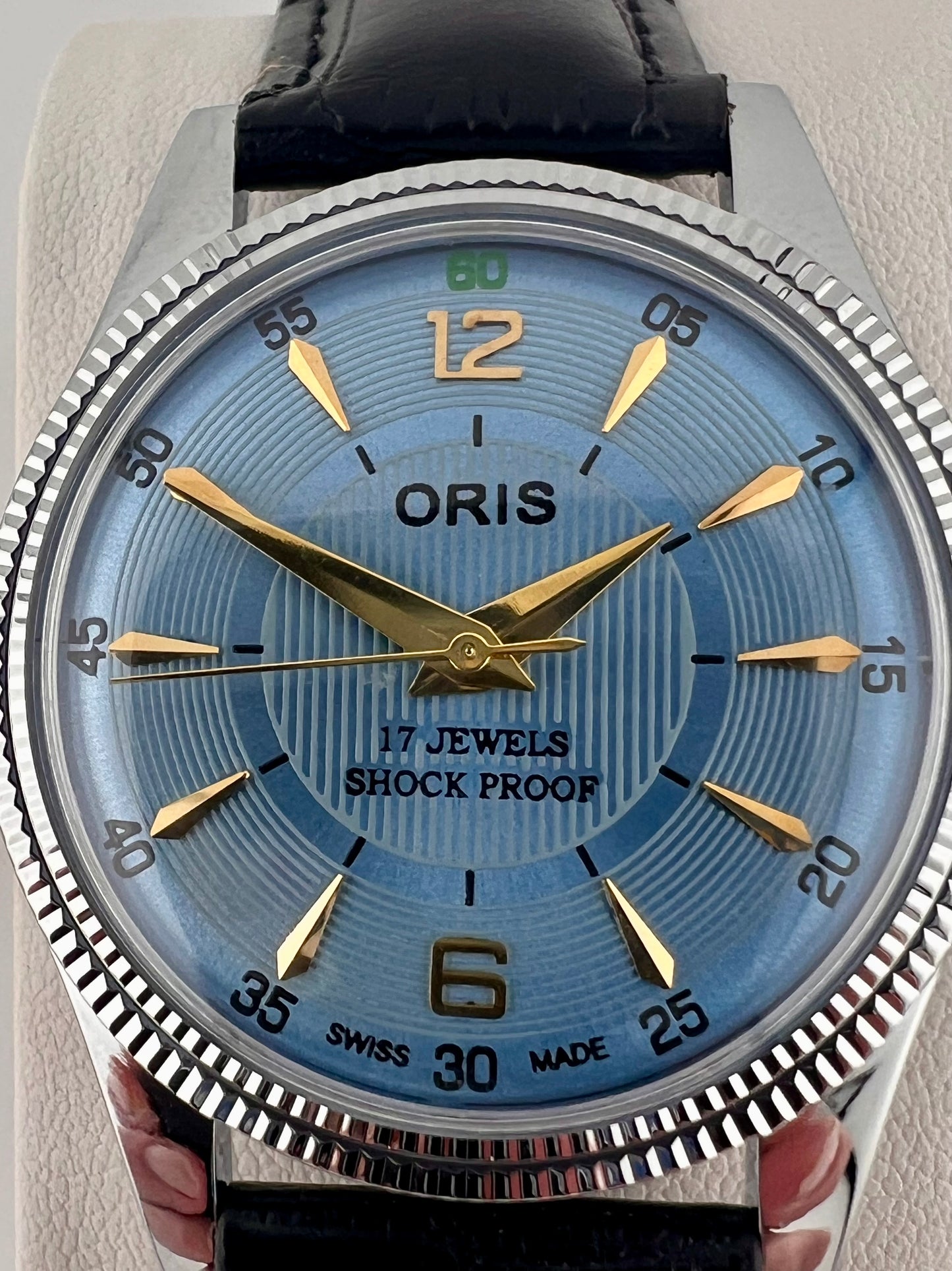 Vintage Oris Blue Dial Swiss Watch