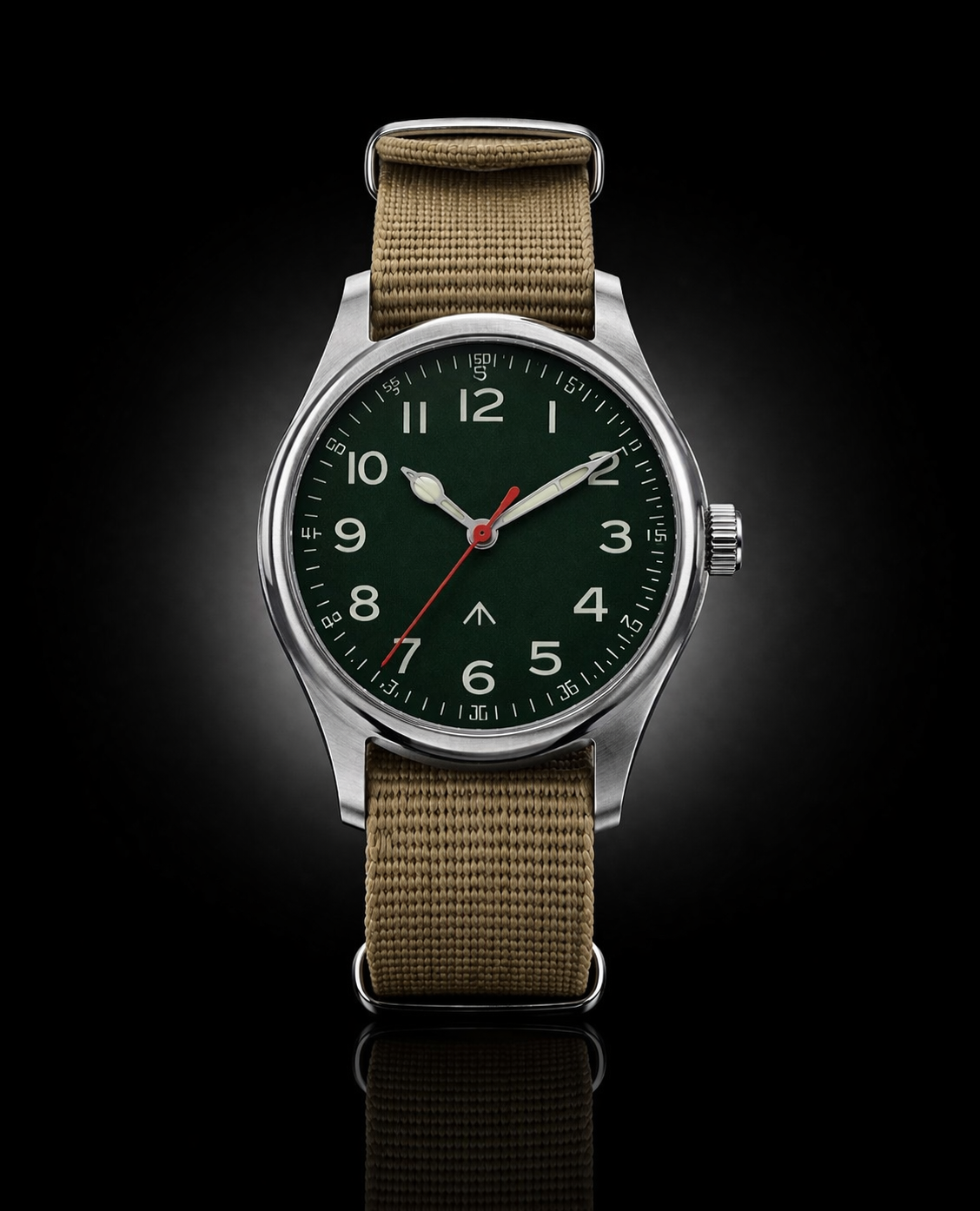 CORE ORIGIN Green minimalist 2 green dial field watch — stainless steel case — PAWL Studio
