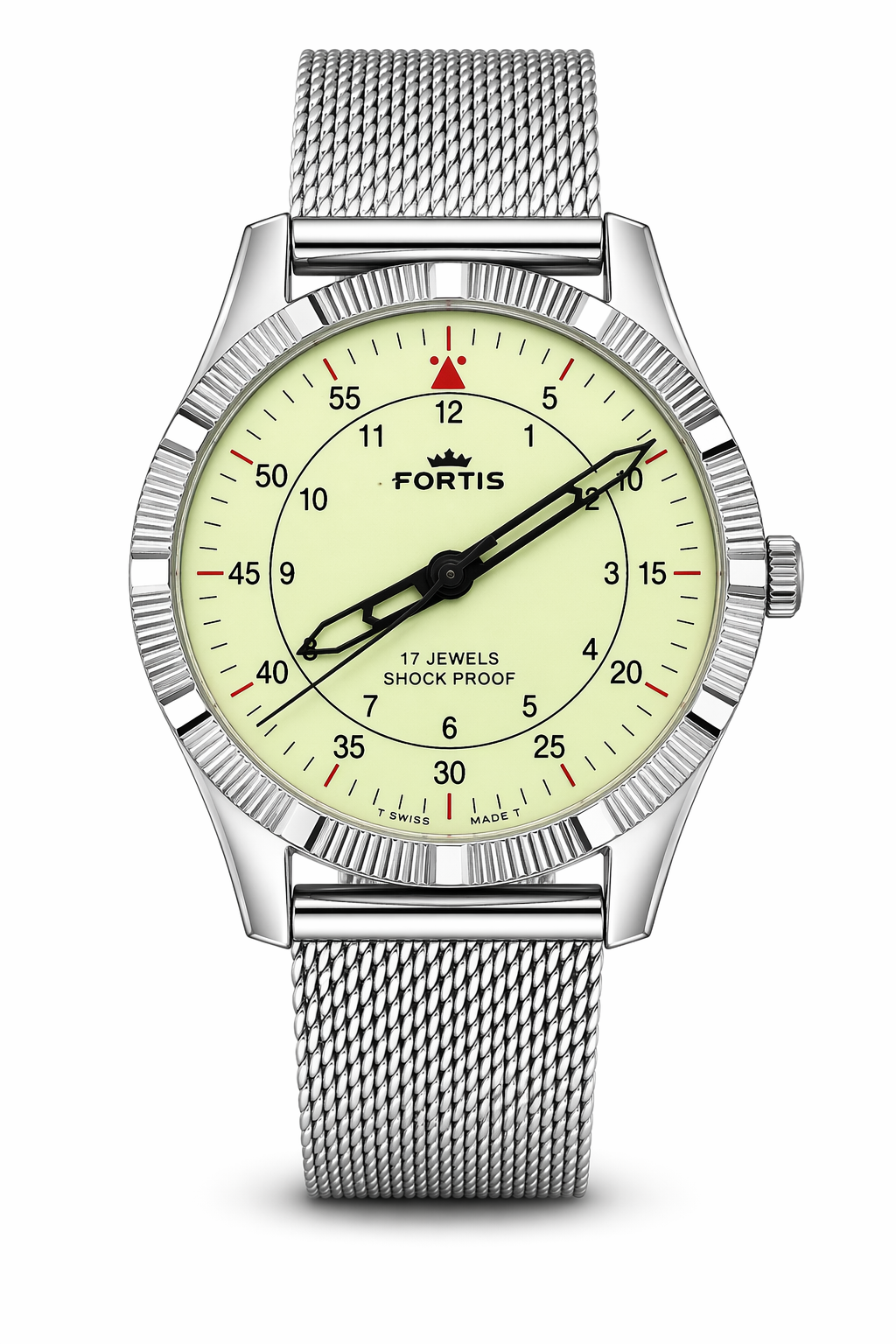 Fortis vintage mechanical yellow dial Swiss watch — front shot — PAWL Studio