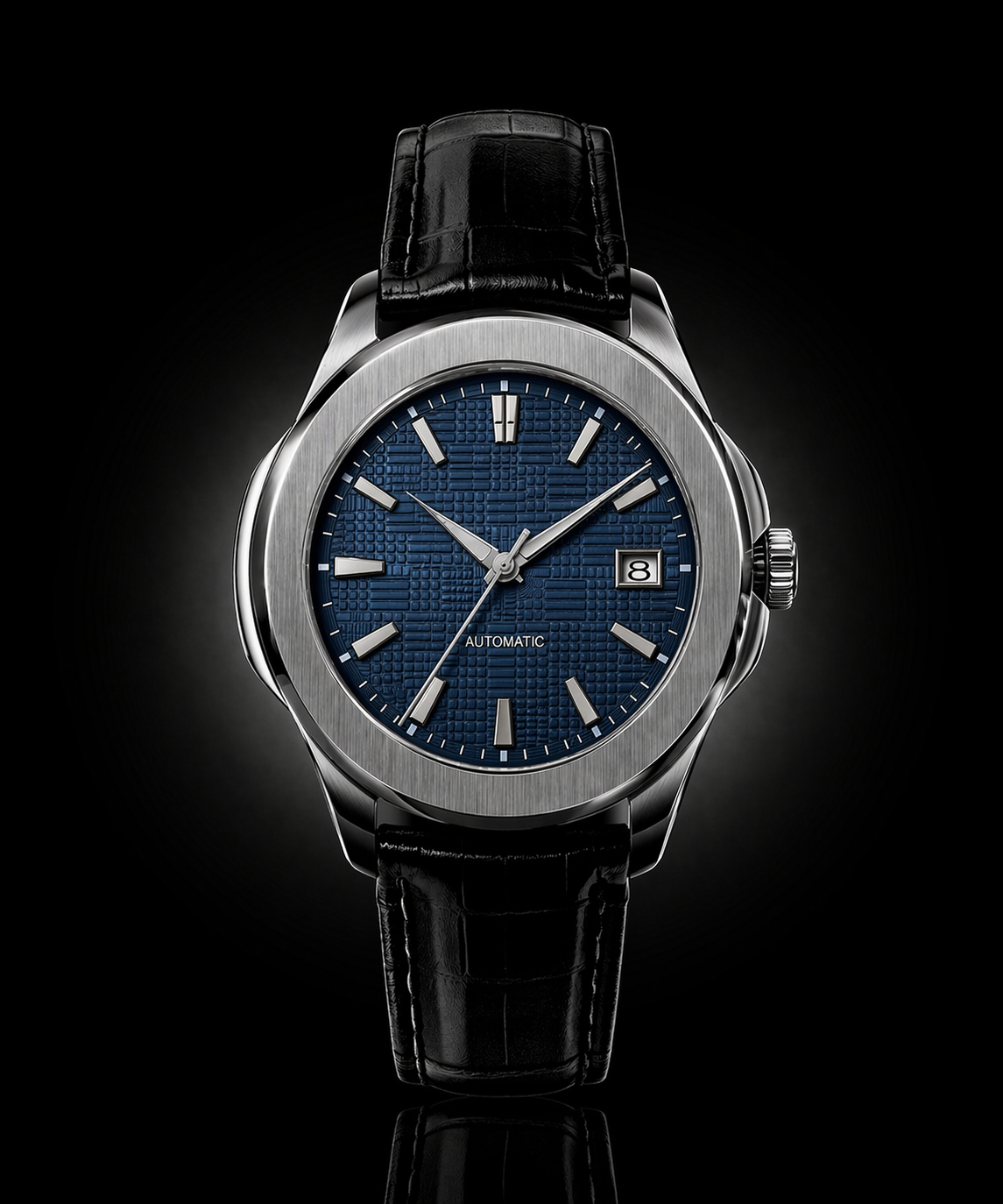 Series A Blu limited edition blue dial automatic watch — 40mm front shot — PAWL Studio