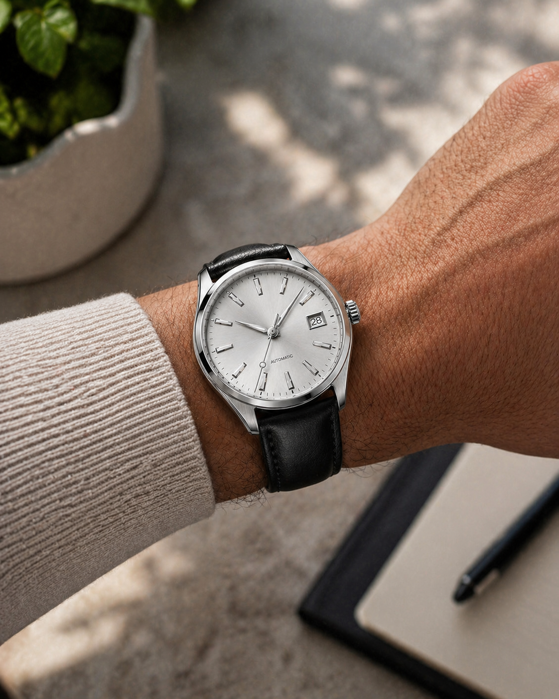 Series One Greyscale monochrome watch on wrist — PAWL Studio