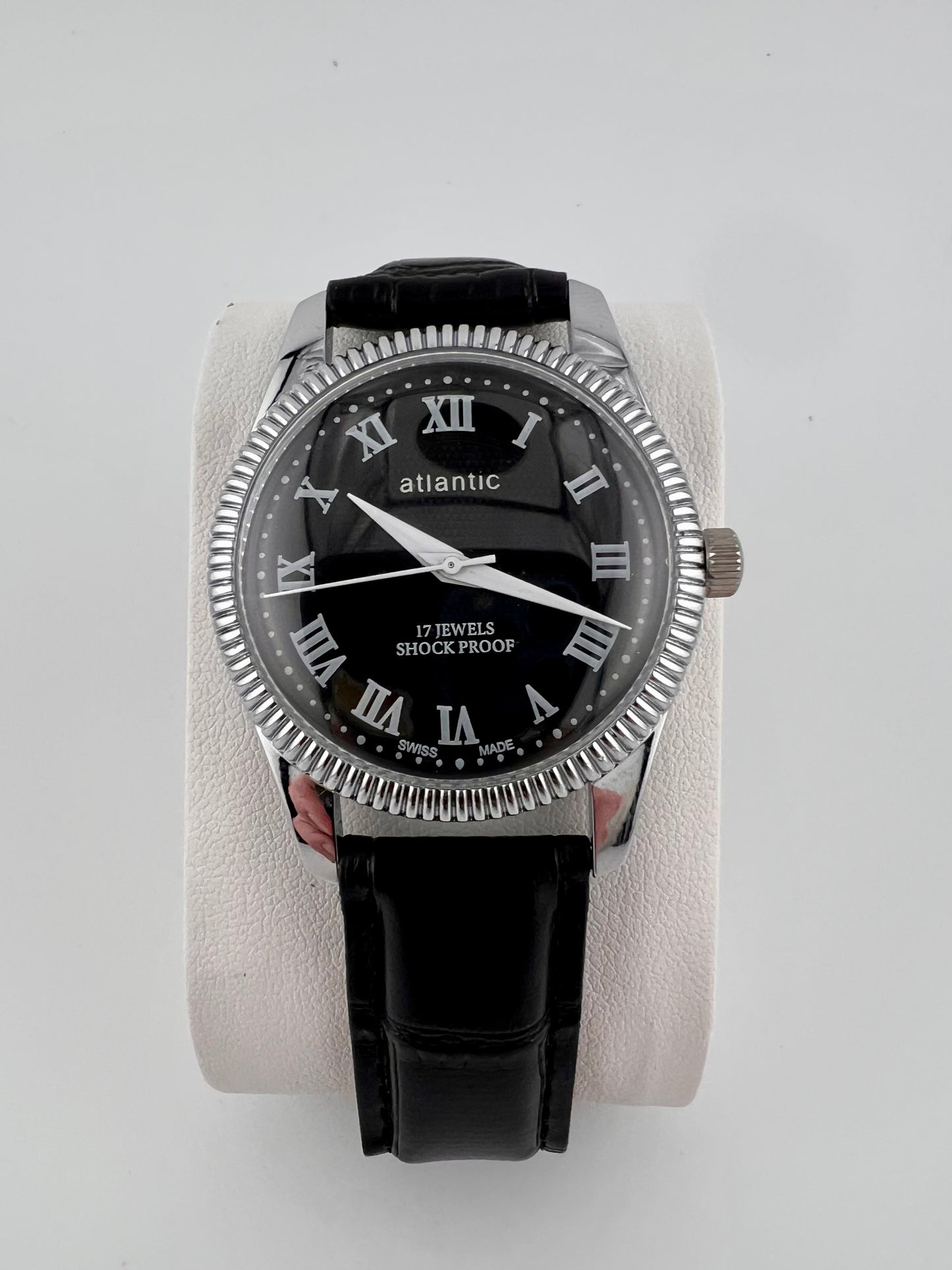 Vintage Atlantic black dial Swiss watch — Life shot — PAWL Studio