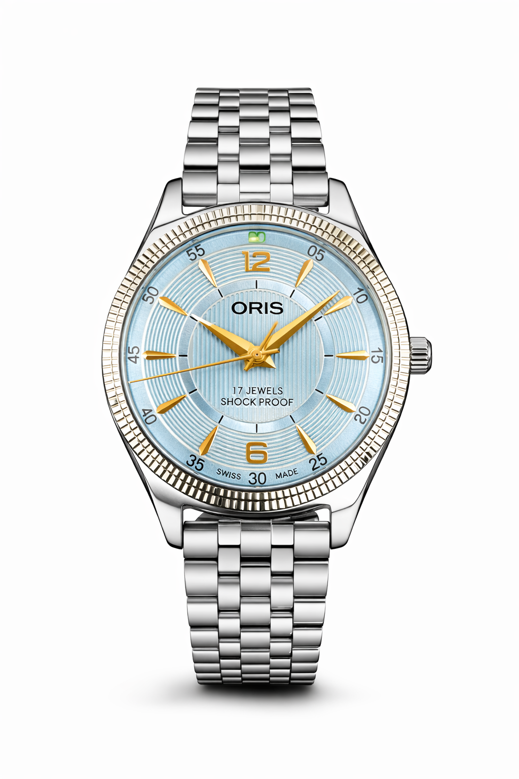 Vintage Oris blue dial Swiss watch — Front Facing — PAWL Studio