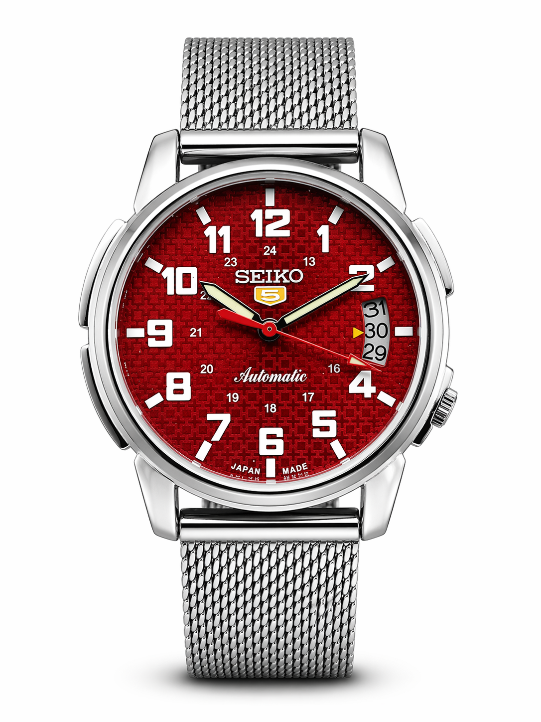 Vintage Seiko automatic red dial date watch — Stainless Steel — PAWL Studio