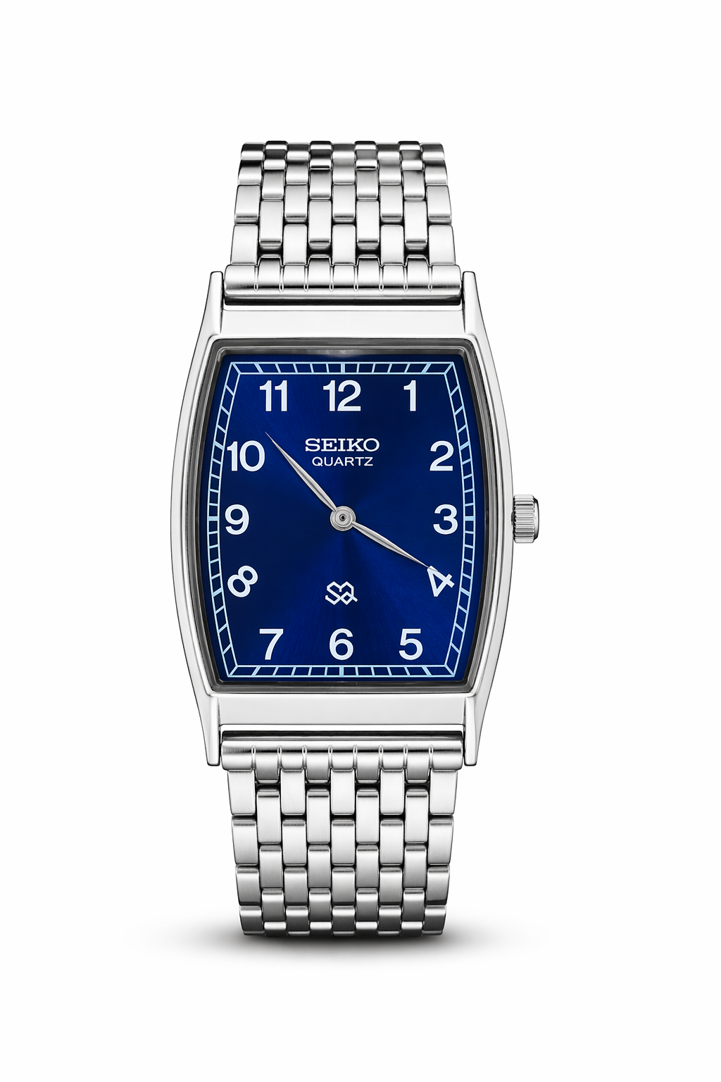 Vintage Seiko quartz blue dial watch — front shot— PAWL Studio