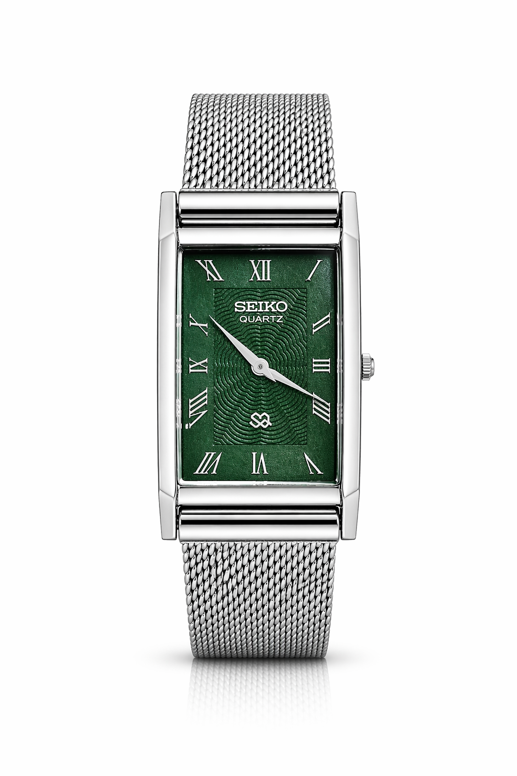 Vintage Seiko quartz green Roman dial watch — front shot — PAWL Studio