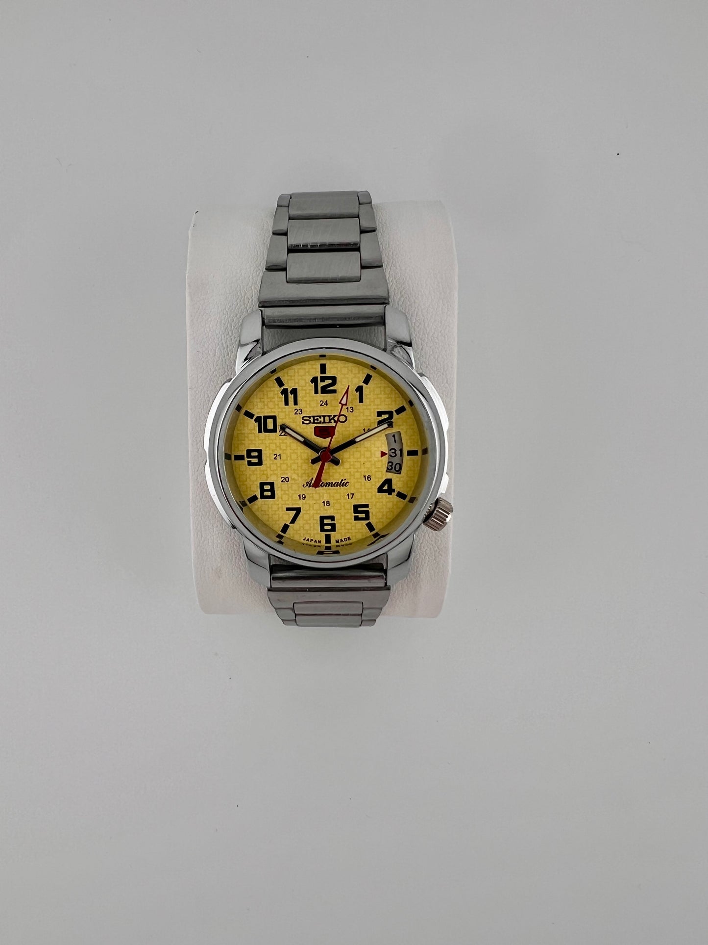 Vintage Seiko yellow dial watch — life shot — PAWL Studio
